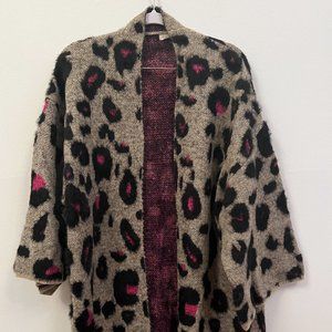 Anthropologie Hot Pink Cheetah Duster